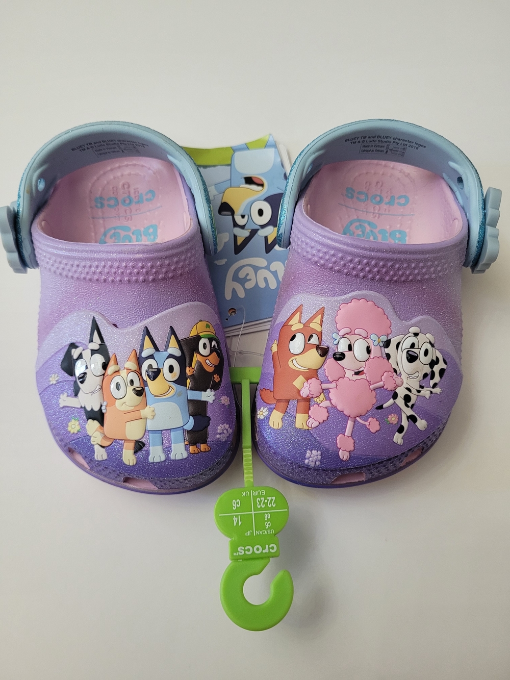 CROCS Kids Sz 6 Toddler Purple Bluey Clogs Shoes Bingo Sausage Dog